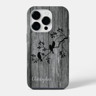 Modern elegant hout - boom en kraai - houten iPhone 14 plus hoesje