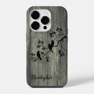 Modern elegant hout - boom en kraai - houten iPhone 14 plus hoesje