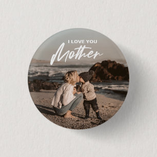 Modern Elegant I love you Moederdag Photo Gift Ronde Button 3,2 Cm