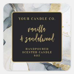 Modern Elegant Ink Waterverf Candle Productlabel Vierkante Sticker