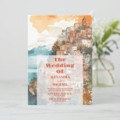 Modern Elegant Italië Bestemming Bruiloft Kaart (Staand voorkant)
