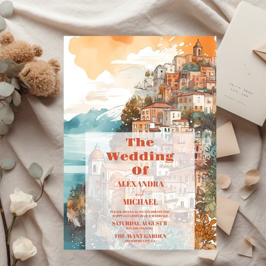 Modern Elegant Italië Bestemming Bruiloft Kaart