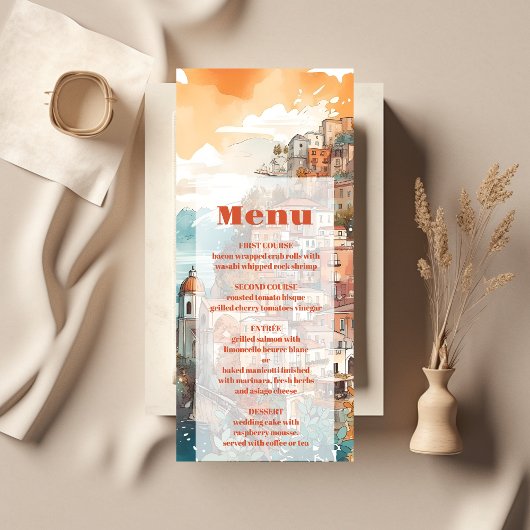 Modern Elegant Italië Bestemming Bruiloft Menu