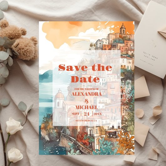 Modern Elegant Italië Bestemming Bruiloft Save The Date