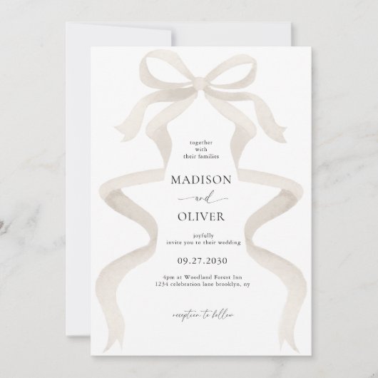 Modern Elegant Ivoor Beige Boog Monogram Bruiloft Kaart