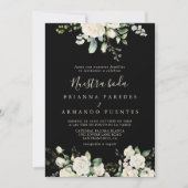 Modern Elegant Ivoor Bloemen Nuestra Boda Huwelijk Kaart (Voorkant)