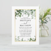Modern Elegant Ivy Sage Greenery Gold Wedding Kaart (Staand voorkant)