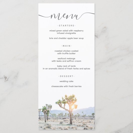 Modern Elegant Joshua Tree Boho Wedding Menu (Voorkant)