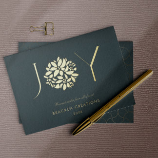 Modern Elegant JOY Corporate Kerstmis Folie Feestdagenkaart