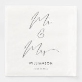 Modern Elegant Kalligrafie Script Mr en Mrs Servet (Voorkant)