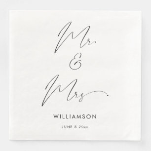 Modern Elegant Kalligrafie Script Mr en Mrs Servet