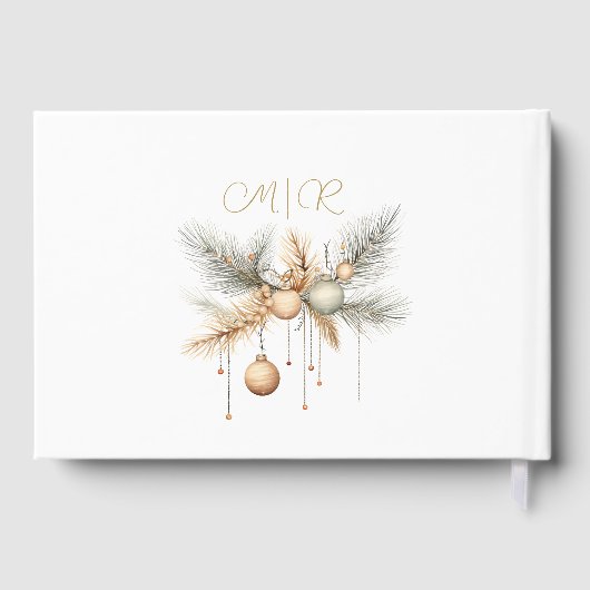 Modern Elegant Kerstbruiloft gastenboek (Achterkant)