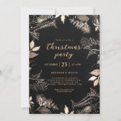 Modern Elegant Kerstfeest Zwart Goud Feestelijk Kaart (Voorkant)