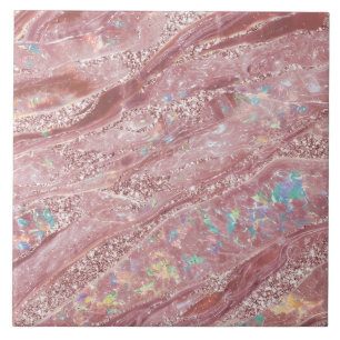 Modern Elegant Klassiek Marmer Blush Roze Glitter Tegeltje
