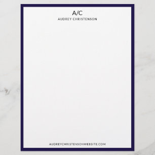 Modern elegant klassiek monogram blauw lijst briefhoofd