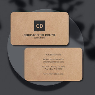 Modern Elegant Kraft Paper Monogram Consultant Visitekaartje