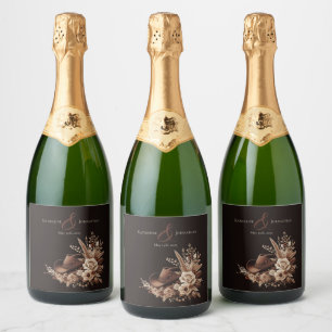 Modern Elegant Land Western- Bloemen Sparkling Wijnetiket