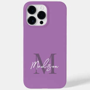 Modern Elegant Lavendel Paarse Script Monogram Case-Mate iPhone 14 Pro Max Hoesje