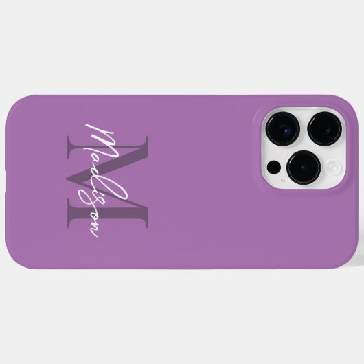 Modern Elegant Lavendel Paarse Script Monogram Case-Mate iPhone Case (Achterkant (horizontaal))