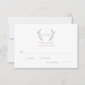 Modern elegant leafy monogram wedding RSVP kaartje (Voorkant)