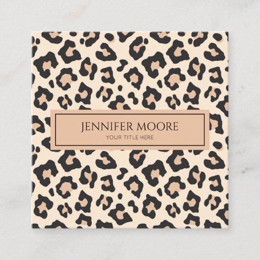 Modern Elegant Leopard Cheetah Custom Vierkante Visitekaartje (Voorkant)