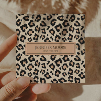 Modern Elegant Leopard Cheetah Custom Vierkante Visitekaartje