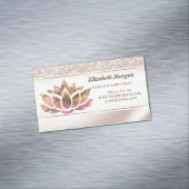 Modern Elegant Lotus Glitter Magnetisch Visitekaartje (Voorbeeld)