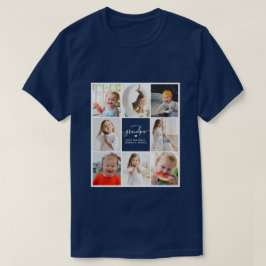 Modern elegant Love You Grandpa 8-Photo Collage T-shirt