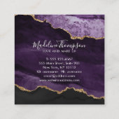 Modern Elegant Marble Agate Paars Gold Monogram Vierkante Visitekaartje (Achterkant)