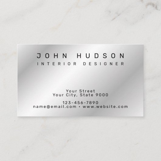 Modern Elegant Marble Silver en Lines Sjabloon Visitekaartje (Achterkant)