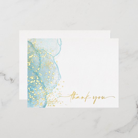 Modern & Elegant Marbled gouden folie dank u kaart (Voorkant / Achterkant)