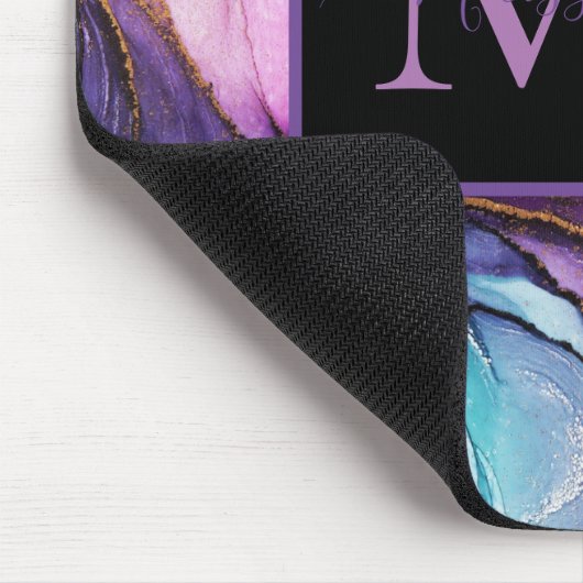 Modern Elegant Marbled Monogram Muismat (Hoek)