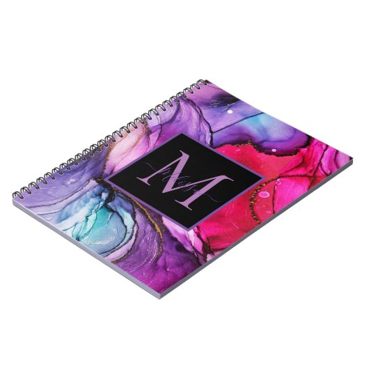 Modern Elegant Marbled Monogram Notitieboek (Linkerzijde)