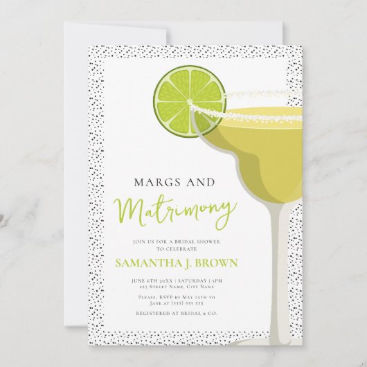 Modern Elegant Margs en Matrimony Vrijgezellenfees Kaart (Voorkant)