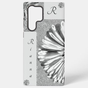 Modern Elegant Marled Diamond Bloem Zilver Samsung Galaxy Hoesje