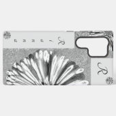 Modern Elegant Marled Diamond Bloem Zilver Samsung Galaxy Hoesje (Achterkant horizontaal)