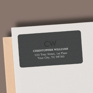 Modern Elegant Masculine Texture Gray Monogram Etiket