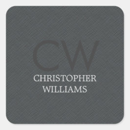 Modern Elegant Masculine Texture Gray Monogram Vierkante Sticker