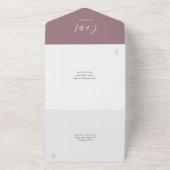 Modern Elegant Mauve Script Foto Bruiloft Alles All In One Uitnodiging (Buitenkant)