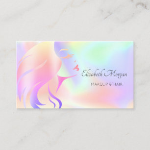 Modern Elegant Meisjesgezicht Silhouet Holografisc Visitekaartje