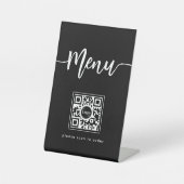 Modern Elegant Menu Script QR Code Zwart Reclamebord Met Voetstuk (Voorkant)