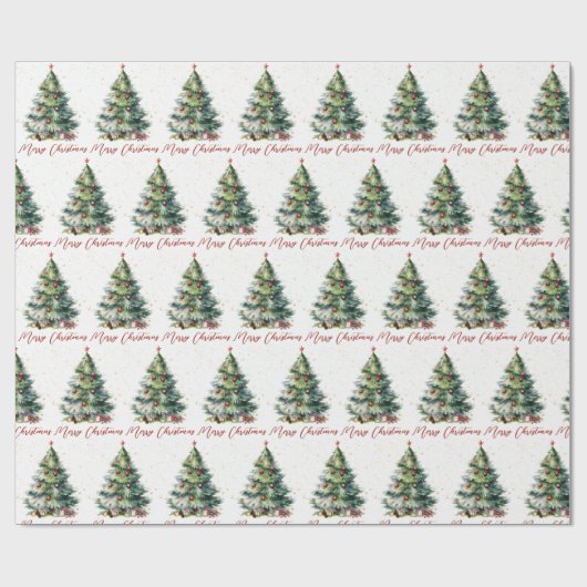 Modern Elegant Merry-kerstboom Cadeaupapier (Vlak)