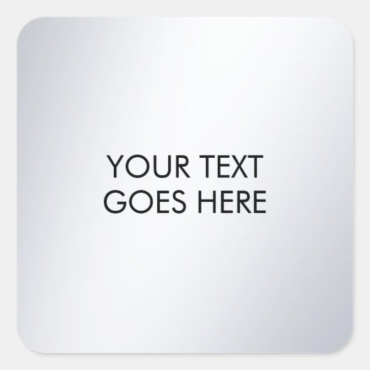 Modern Elegant Metallic Silver Your Custom Text Vierkante Sticker (Voorkant)
