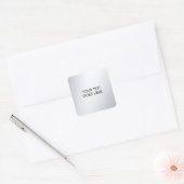Modern Elegant Metallic Silver Your Custom Text Vierkante Sticker (Envelop)