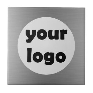 Modern Elegant Metallic Zilver Grijs Custom Logo Tegeltje