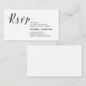 Modern Elegant, minimaal, zwart script, RSVP Informatiekaartje (Voorkant / Achterkant)