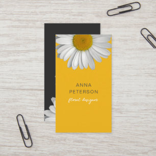 Modern Elegant Minimal Daisy Flower Yellow Black Visitekaartje