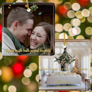 Modern Elegant Minimal Script Quote Mistletoe Gold Keramisch Ornament