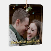 Modern Elegant Minimal Script Quote Mistletoe Gold Keramisch Ornament (Rechts)