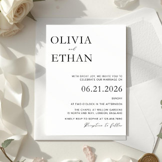 Modern Elegant Minimal Wedding Invitation Kaart